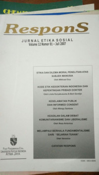 Respons ; Jurnal Etika Sosial