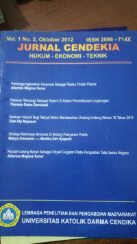 Jurnal Cendekia  ; Hukum - Ekonomi - Teknik (Vol. - No. 2