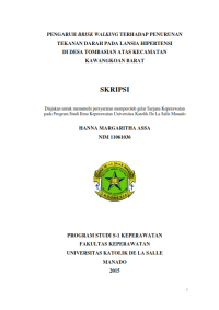 Image of PENGARUH BRISK WALKING TERHADAP PENURUNAN TEKANAN DARAH PADA LANSIA HIPERTENSI DI DESA TOMBASIAN ATAS KECAMATAN KAWANGKOAN BARAT