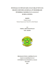 Image of Peningkatan Pengetahuan Dan Sikap Tentang Higiene Menstruasi Remaja Putri Berbasis Pendidikan Kesehatan Lasallian Di Desa Senduk