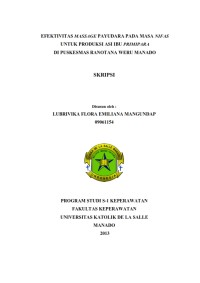 Image of EFEKTIVITAS MASSAGE PAYUDARA PADA MASA NIFAS UNTUK PRODUKSI ASI IBU PRIMIPARA DI PUSKESMAS RANOTANA WERU MANADO