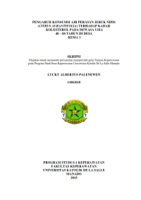 Image of PENGARUH KONSUMSI AIR PERASAN JERUK NIPIS (CITRUS AURANTIFOLIA) TERHADAP KADAR KOLESTEROL PADA DEWASA USIA 40 â€“ 60 TAHUN DI DESA KEMA 1